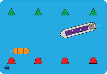 Groot schip en klein schip op een vaarweg